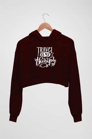 Maroon <h6> Travel Therapy Crop Hoodie</h6> - Muddy Patch