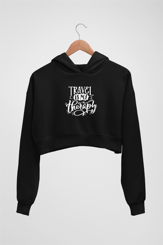 Black <h6> Travel Therapy Crop Hoodie</h6> - Muddy Patch