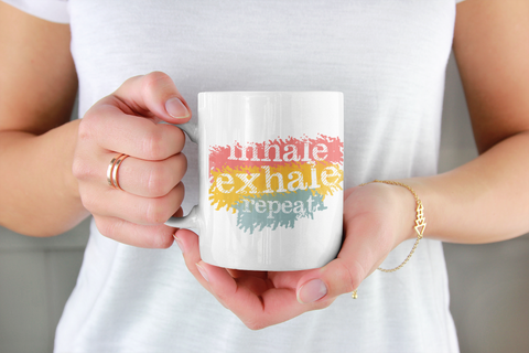 Inhale Exhale White Coffee Mug