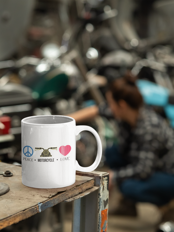 Mug With Peace Love Motorcycle