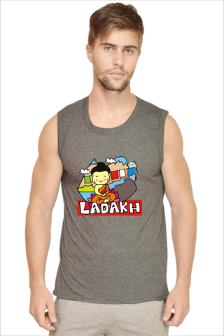 Ladakh<h6>Dark Grey Sleeveless Tshirt</h6>