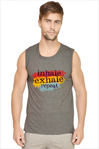 Inhale Exhale<h6>Dark Grey Sleeveless Tshirt</h6>