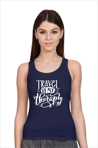 Travel Is My Therapy<h6>Navy Blue Tank top</h6> - Muddy Patch