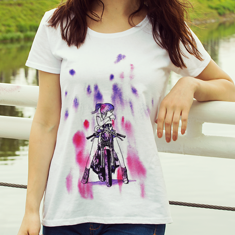 Girl on Bike<h6>White Tshirt</h6> - Muddy Patch